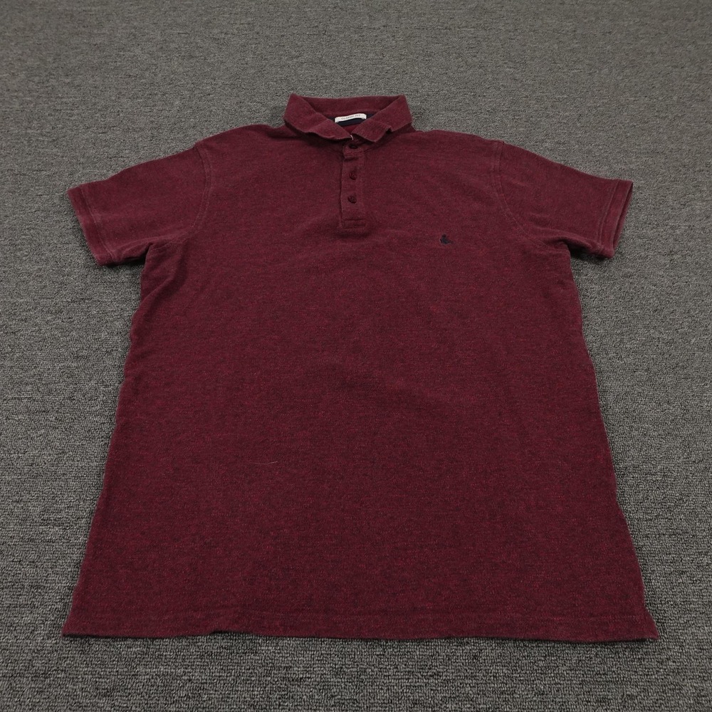 Jack Wills Polo Shirt Mens Large Burgundy Classic Fit Short Sleeve Embroidered